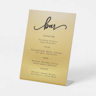 Panneau de bar à cocktails Gold Modern Script Mari