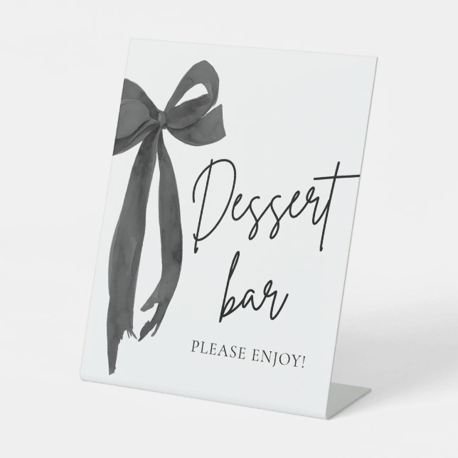 Panneau de bar à dessert élégant noir avec nœud pa (Recto)