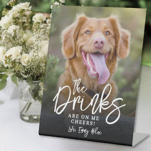 Panneau de bar de mariage avec photo de chien à bo