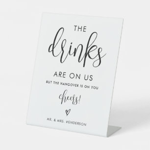 Panneau de bar ouvert Drinks On Us