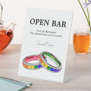 🌈 Panneau de bar ouvert drôle entrelacé dans la F