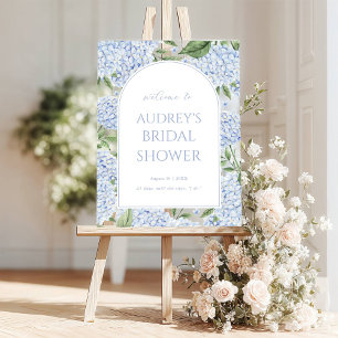 Panneau de bienvenue arqué à l'hortensia bleue, bo