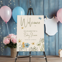 Panneau de bienvenue baby shower floral d'aquarell