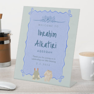 Panneau de bienvenue Bismillah Aqiqah aquarelle bl