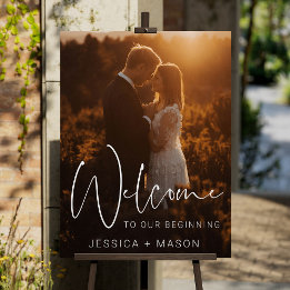 Panneau de bienvenue de mariage à l'écriture éléga