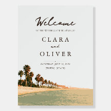 Panneau de bienvenue de mariage à Palm Beach ensol