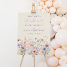 Panneau de bienvenue de mariage aux fleurs sauvage