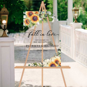 Panneau de bienvenue de mariage aux tournesols ver