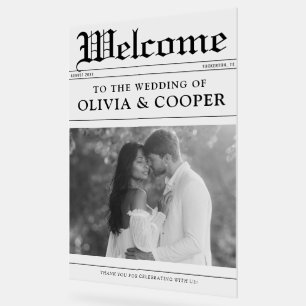 Panneau de bienvenue de mariage de journal