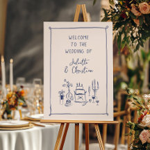 Panneau de bienvenue de mariage dessiné à la main