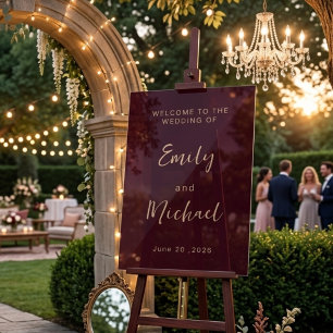 Panneau de bienvenue de mariage élégant en acryliq