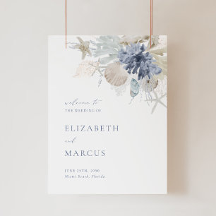 Panneau de bienvenue de mariage en acrylique bleu 