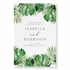 Panneau de bienvenue de mariage feuille de palmier