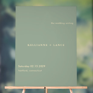 Panneau de bienvenue de mariage simple vert sauge