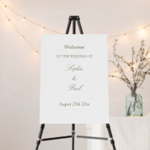 Panneau de bienvenue de mariage vert Sage Blanc