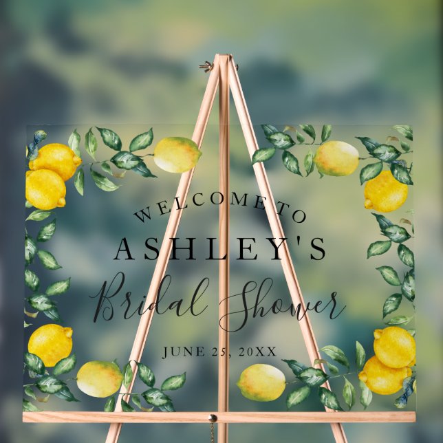 Panneau de bienvenue Fête des mariées citron acryl (Neutre)