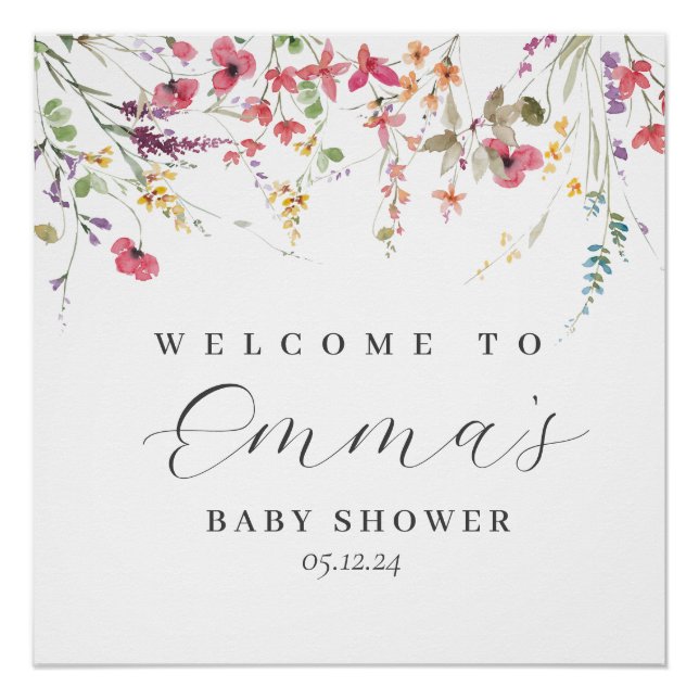 Panneau de bienvenue fleur sauvage, affiche fleur  (Devant)