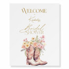 Panneau de Bienvenue Floral Boots Cowgirl Enterrem