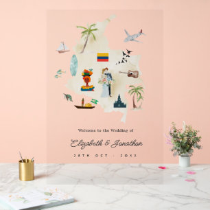 Panneau de Bienvenue Mariage Destination Carte Col
