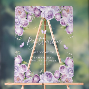 Panneau de Bienvenue Mariage Papillons Violets