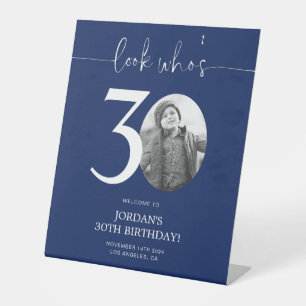 Panneau de bienvenue pour 30e anniversaire bleu