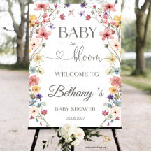 Panneau de bienvenue pour Baby Shower Baby in Bloo