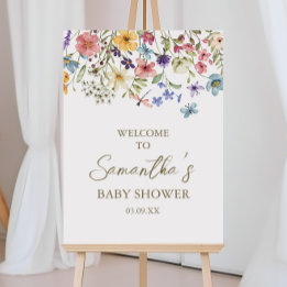 Panneau de bienvenue pour Baby Shower Fleur Sauvag