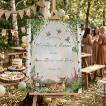 Panneau de bienvenue pour la baby shower Fawn et l