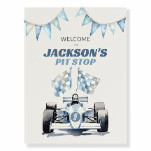 Panneau de bienvenue pour la course de voitures po