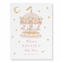 Panneau de bienvenue pour une baby shower carrouse