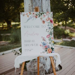 Panneau de bienvenue pour une fête prénuptiale flo