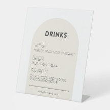 Panneau de boissons minimales pour les Mariages mo