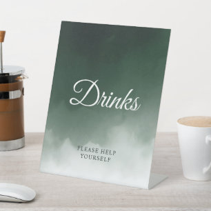 Panneau de boissons modernes aquarelle vert foncé