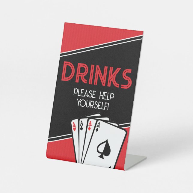 Panneau de boissons pour soirée de poker de casino (Recto)