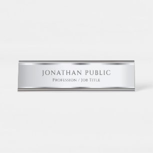 Panneau de bureau Nom Plaque Argent Look Modèle
