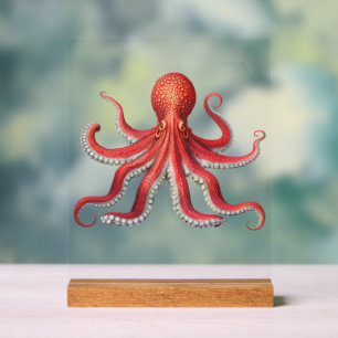 Panneau de bureau rouge en gras octopus Décor insp