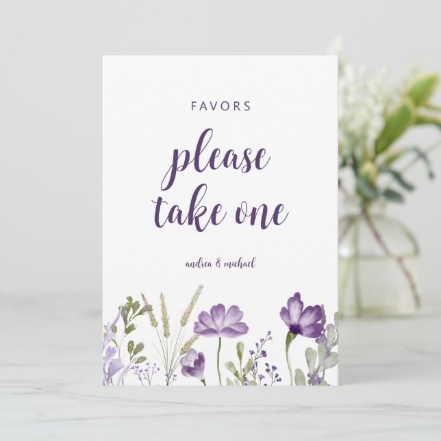 Panneau de Cadeaux de Mariage Carte Fleurie Lavand (Debout devant)