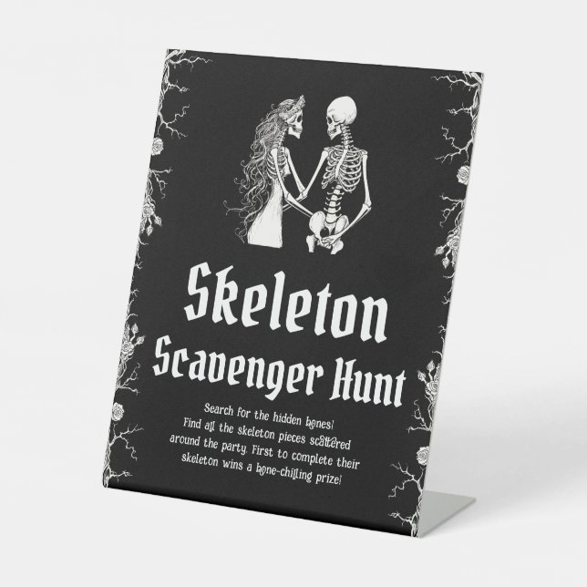 Panneau de chasse au trésor squelette Halloween go (Recto)