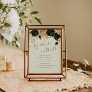 Panneau de cocktail Rose Gold Watercolor