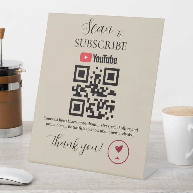 Panneau de code QR d'abonnement | YouTube | Bar  (In SItu)