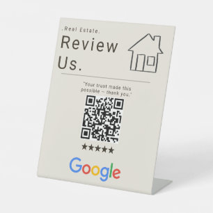 Panneau de code QR de révision d'agent immobilier