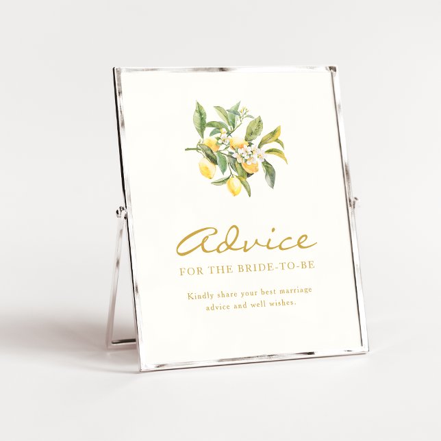 Panneau de conseils floraux citron (Lemon Citrus floral Bridal Shower Advice Sign by Painted Paperie
)