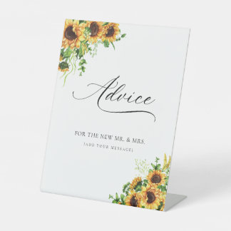 Panneau de conseils pour une baby shower tournesol