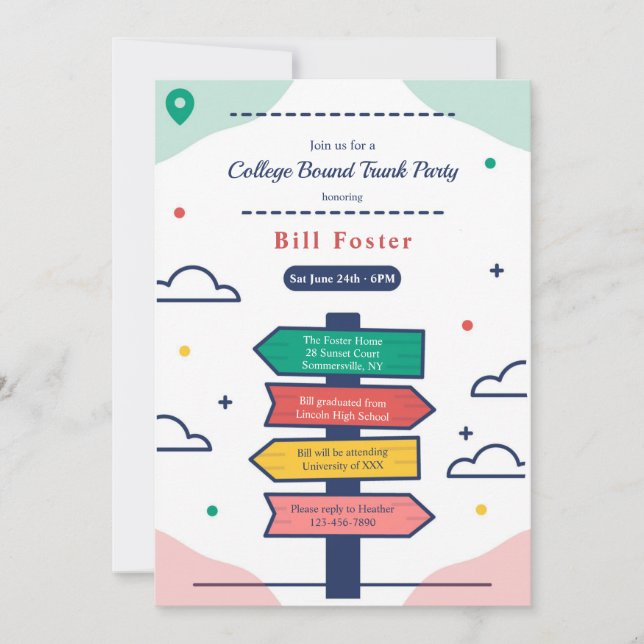 Panneau de direction Collège Invitation à destinat (Devant)