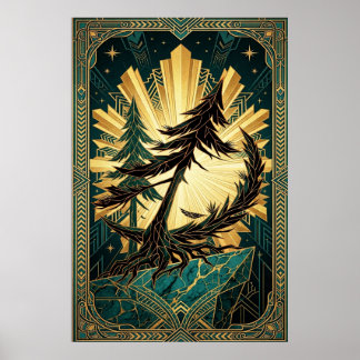 Panneau de falaise Art Déco silhouette pin doré sa