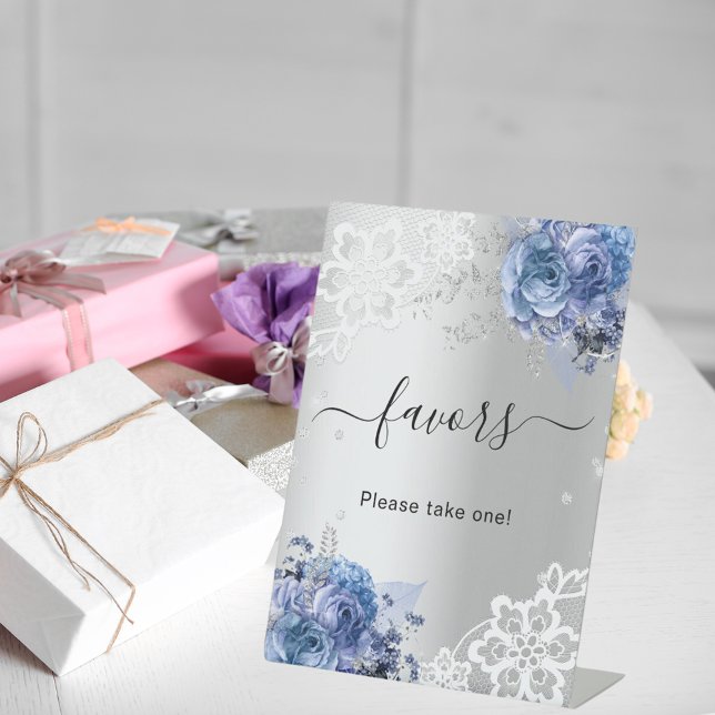 Panneau de faveur de guest en dentelle florale ble (Créateur téléchargé)