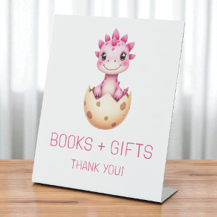 Panneau de Fête de Bébé Livres et Cadeaux Dinosaur