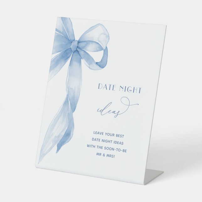Panneau de Fête des mariées Dusty Blue Bow Date Ni (Recto)