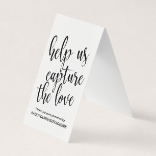 Panneau de hashtag de mariage Calligraphie Noir et