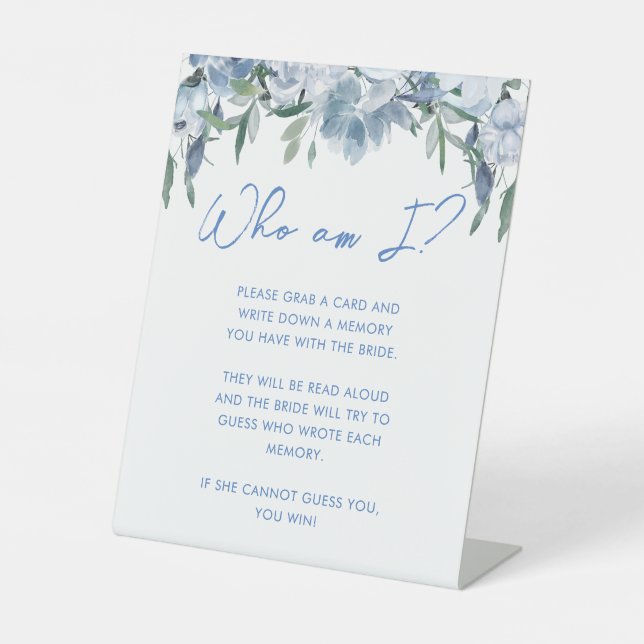 Panneau de jeu Dusty Blue Floral Who Am I Fête des (Recto)